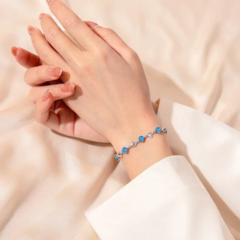 925 Sterling Silver Heart Bracelet Set