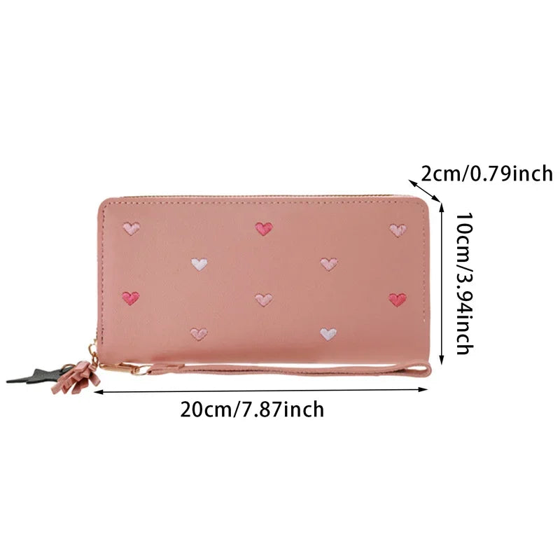 Long Luxury Love Heart Card Holder Wallet