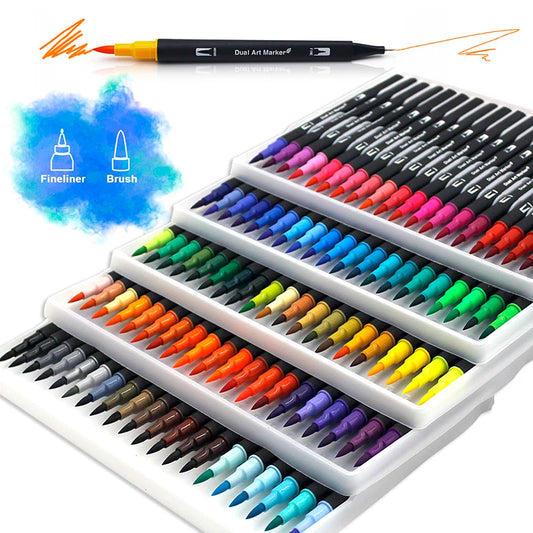 Watercolor Art Markers Brush Pen Dual Tip Fineliner Drawing