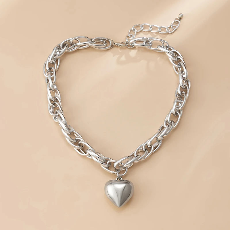 Punk Love Heart Pendant Necklaces