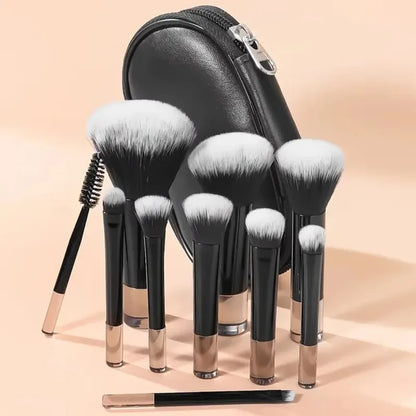 10Pcs Makeup Brushes Set With Bag Cosmetic Eye Shadow Foundation Loose Powder Blush
