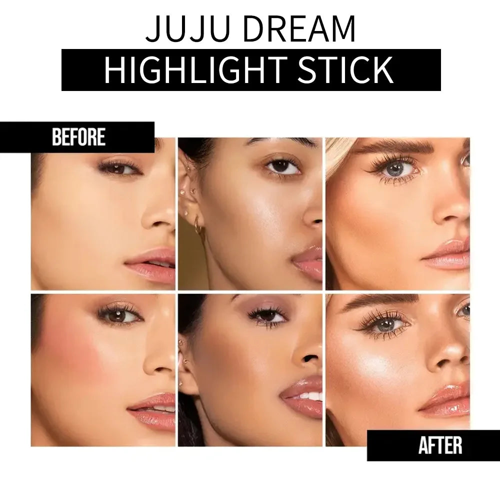 Glowy Highlighter Stick Shimmer Finish Waterproof, Long-Lasting, Easy Blend, Multi-Look, Face & Eye Contour, Skin-Friendly