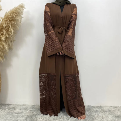 Luxury Gold Rhinestones Muslim Dress Kaftan Abaya