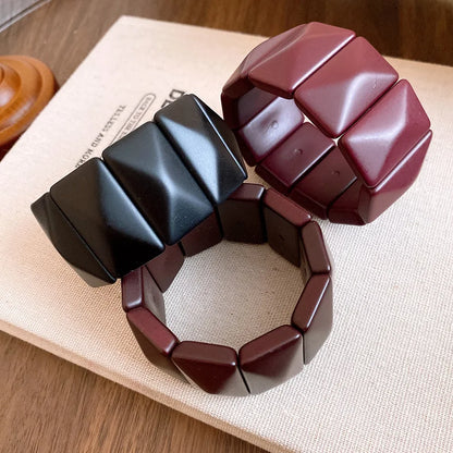 Vintage Solid Square Wide Acrylic Bangles Charm Stretch Resin Cuff Bracelets