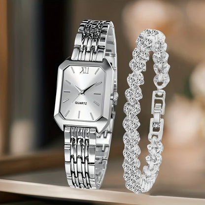 Simple and versatile square quartz watch