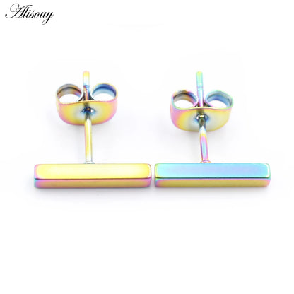 Bar Ball Geometric Long Square Ear Stud Earring