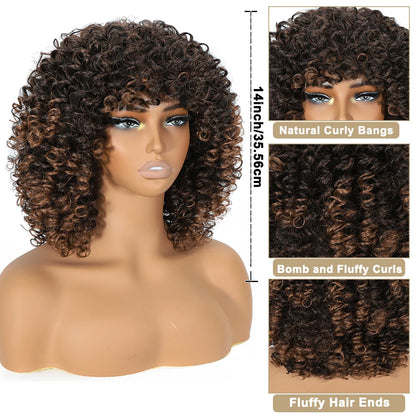 Blonde Curly Short Afro Kinky Curly Wigs
