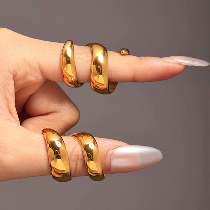 خواتم دائرية لامعة من الفولاذ المقاوم للصدأ من الذهب عيار 18 قيراطًا