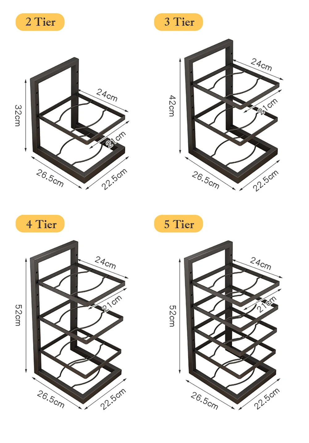 Adjustable Pot Rack Organizer Kitchen Stainless Steel Pot Storage Rack