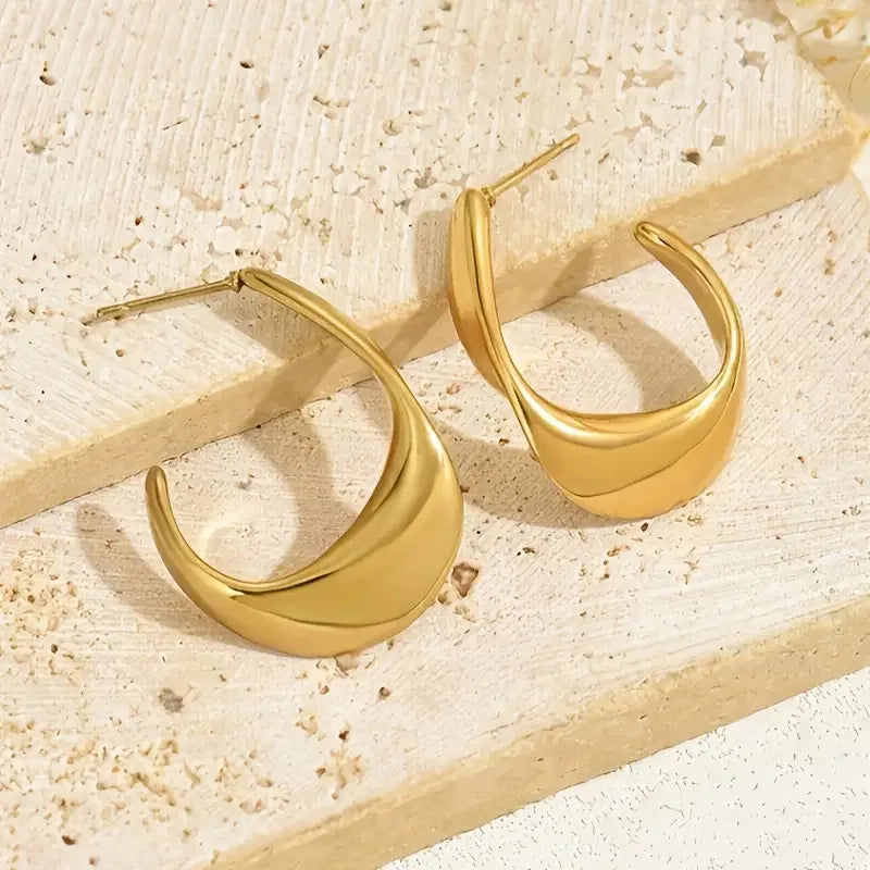 Chunky Golden Stainless Steel Hoop Earrings