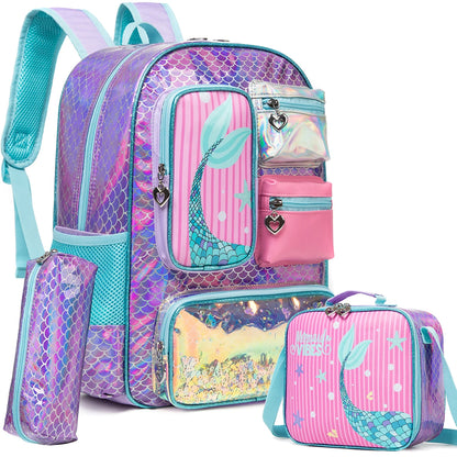 Meetbelify Mermaid Backpack for Girls Bookbag