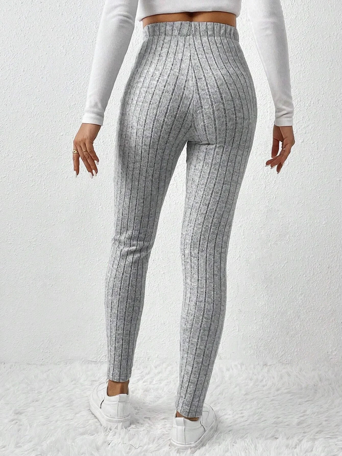 Ribbed Knitted Tight Base Layer Tights Pants