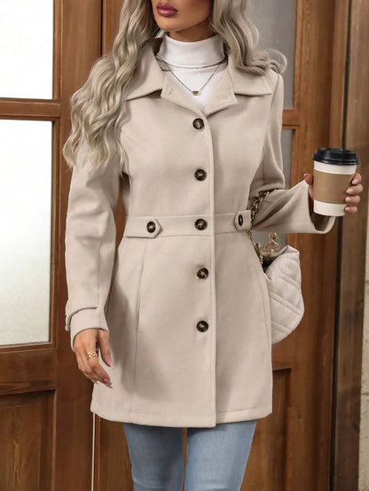 Autumn and Winter Solid Color Woolen Coat