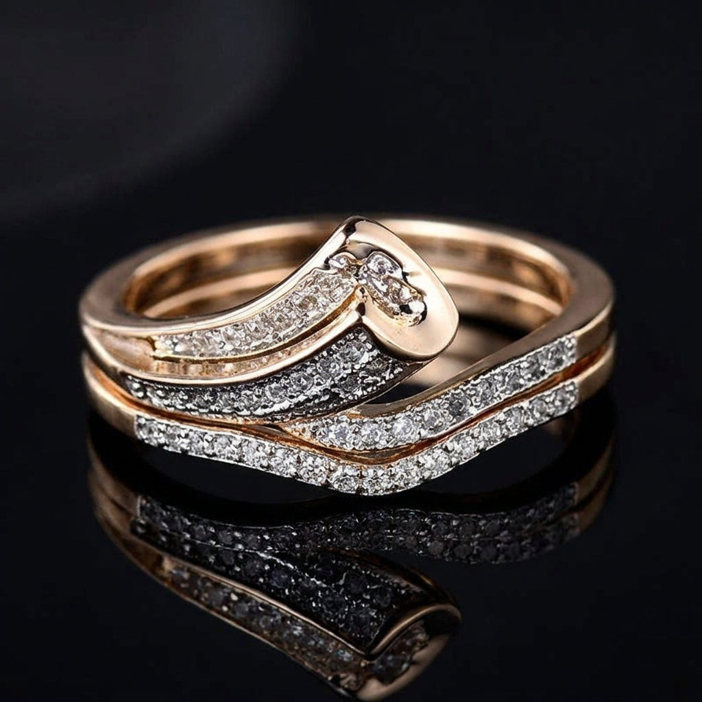 925 Sterling Silver 18K Gold Zircon Rings