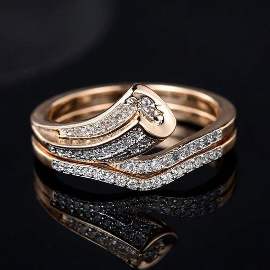 925 Sterling Silver 18K Gold Zircon Rings
