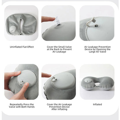 U-Shaped Inflatable Travel Pillow Portable Air Neck