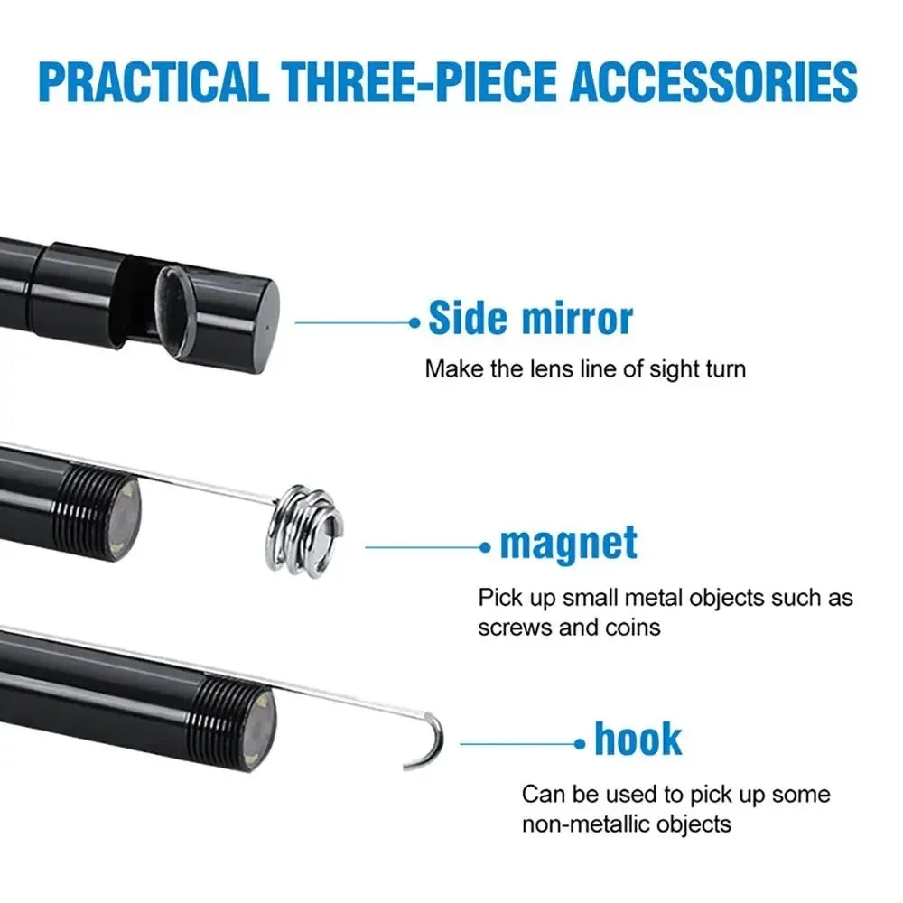 5.5mm lens USB Endoscope Borescope Inspection Camera with 6 LED Lights for Type C Devices