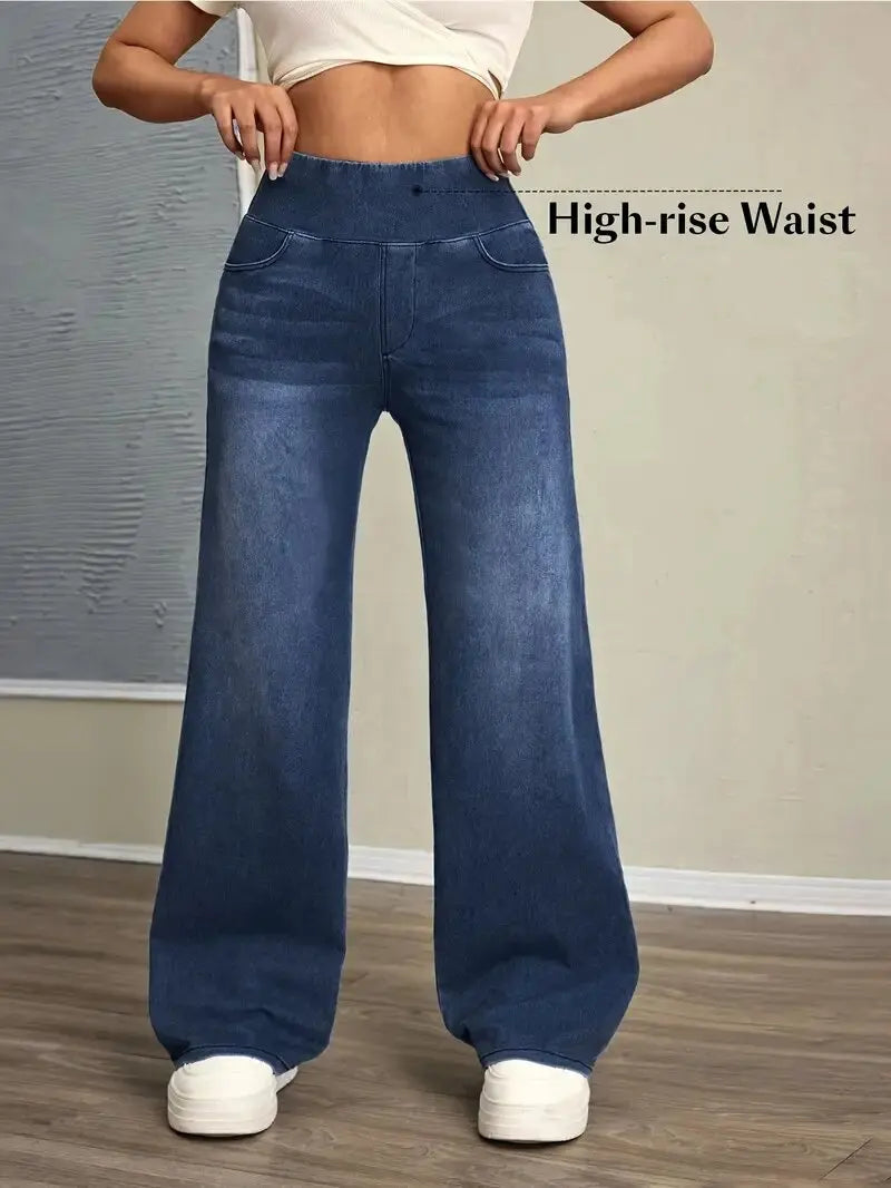 Jeans Stretch Loose Straight-Leg Pants