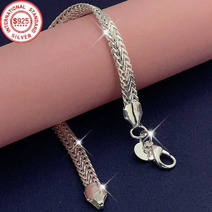 925 Sterling Silvery Flat Snake Chain Bracelet