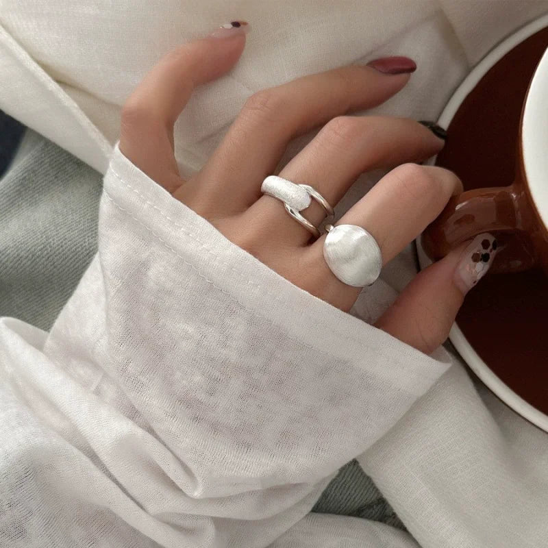 Brushed Geometry Classic Minimalist Rings