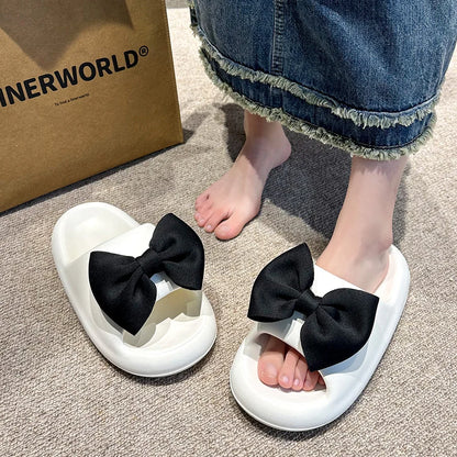 Bow Tie Thick Soft Sole Slippers