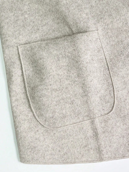 Classic Solid Short Woolen Warm Clothing Button Up Coat
