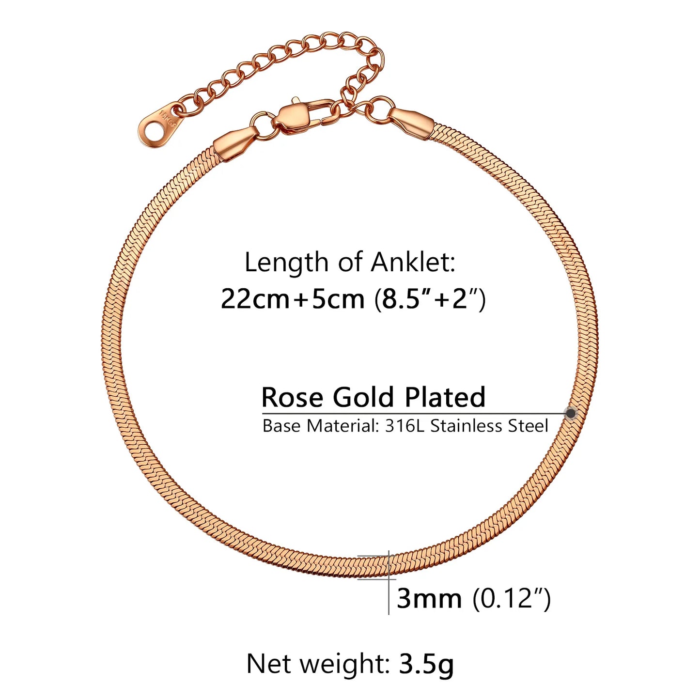 U7 Ankle Cuban Link Snake Figaro Bracelets