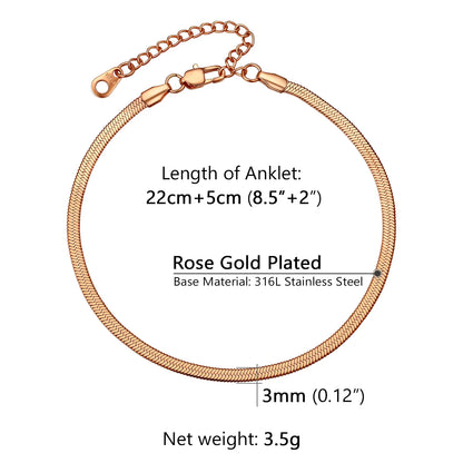 U7 Ankle Cuban Link Snake Figaro Bracelets
