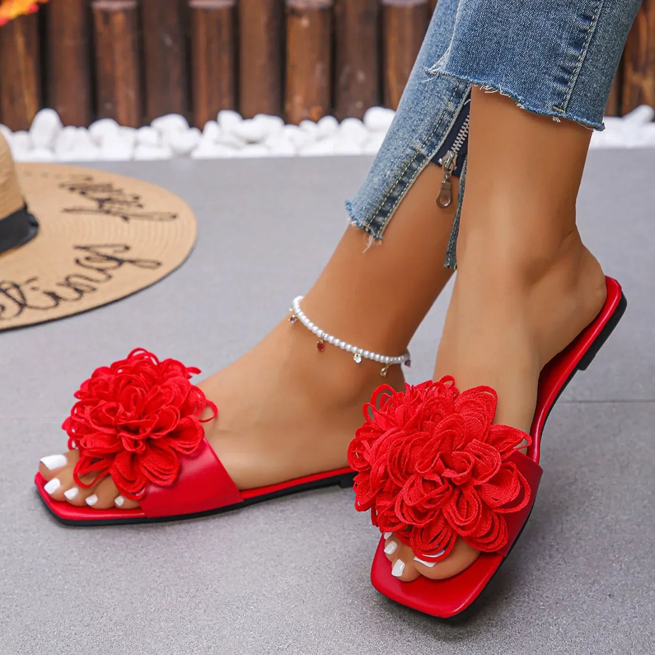 Flower Flat Casual Walking Slippers
