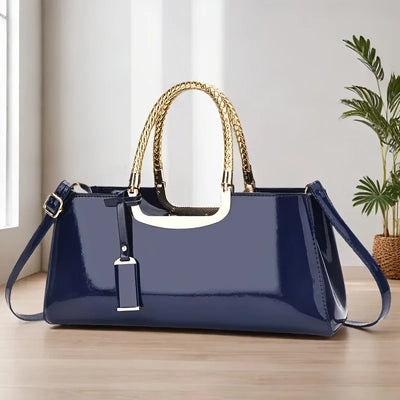 Glossy PU Leather Shoulder Handbag
