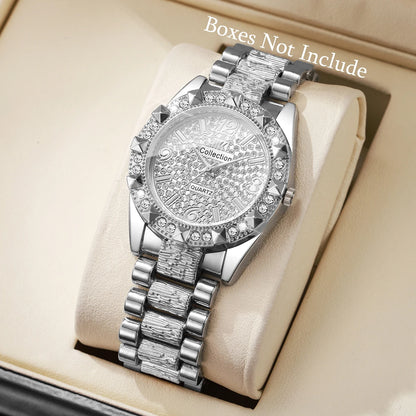 Luxury Diamond Arabic Dial Quartz Wristwatch
