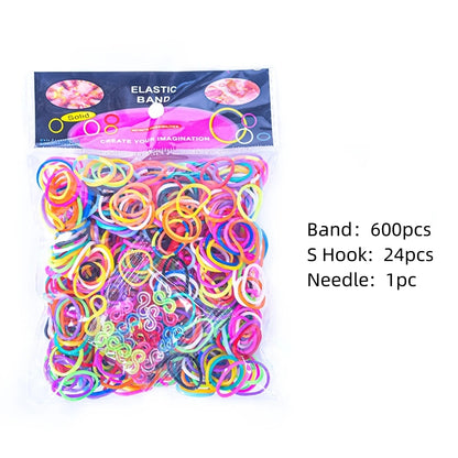 600pcs Elastic Colorful Rubber Loom Wristbands Weaving DIY Craft