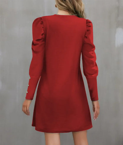 Round Neck Bubble Sleeve Dress