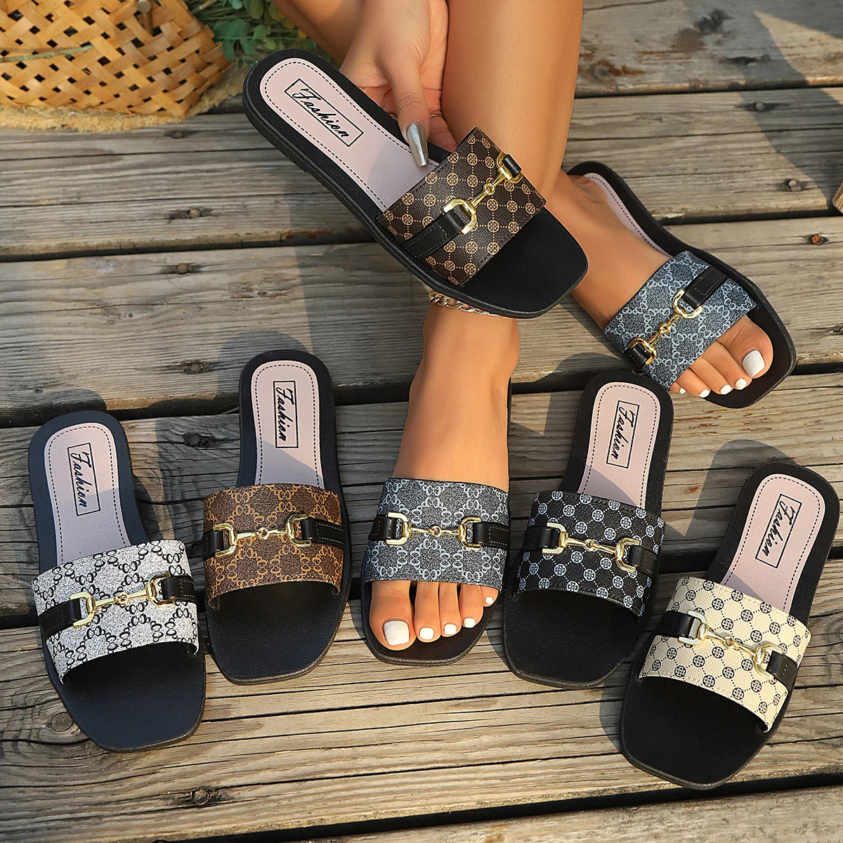 Casual Roman Style Flat Slippers