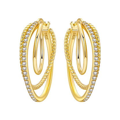 S925 Sterling Silver 18k Gold Square Hoop Earrings