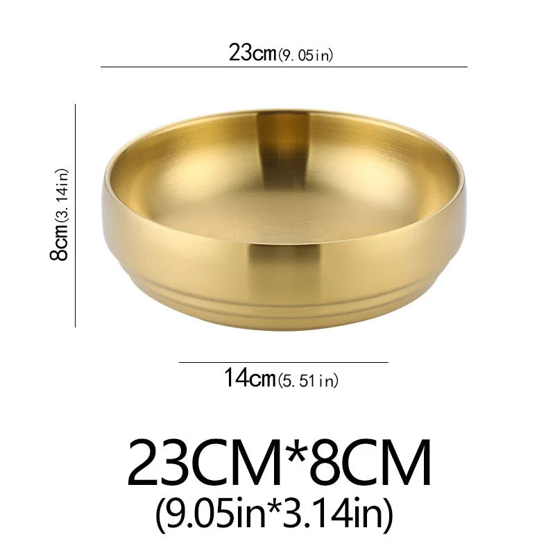 Stainless Steel Double Layer Cold Noodle Salad Bowl Fruit Bowl