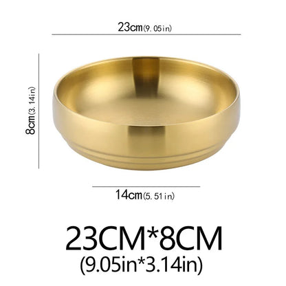 Stainless Steel Double Layer Cold Noodle Salad Bowl Fruit Bowl