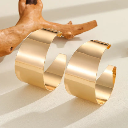 Chic Huggie Hollow Gold Hoop Luxury Wide Circle Punk Earrings