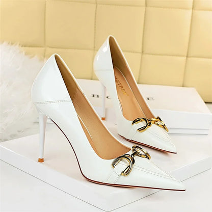 Luxury High Heels Metal Buckle Pumps Shoes