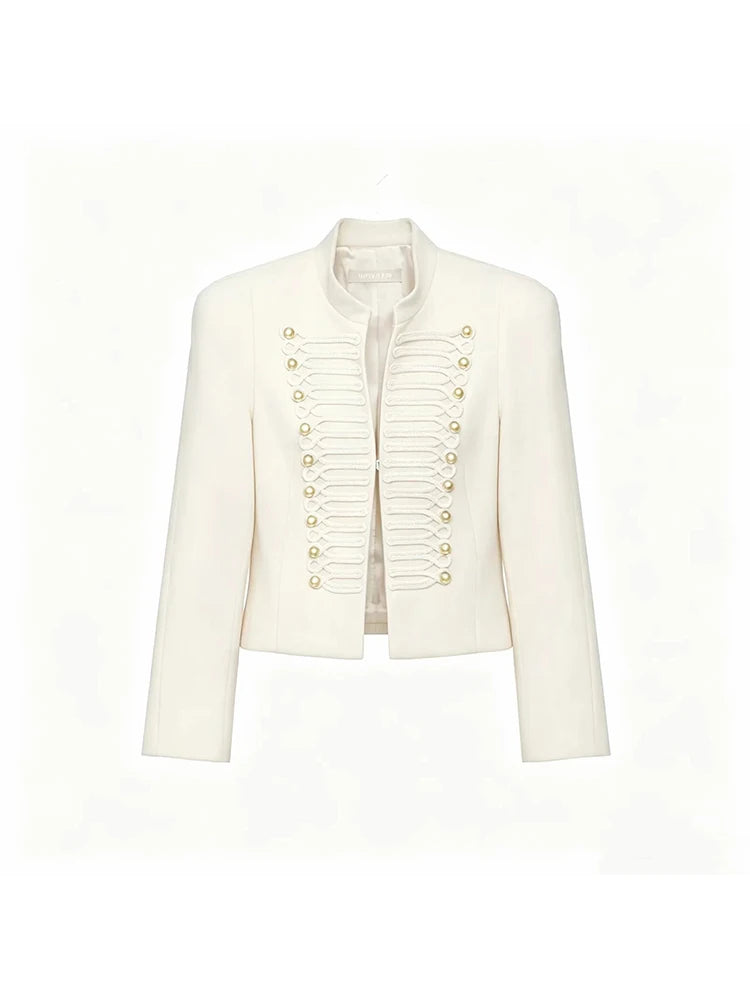 Slim Elegant Napoleon High Street Chic Shoulder Padded Jacket