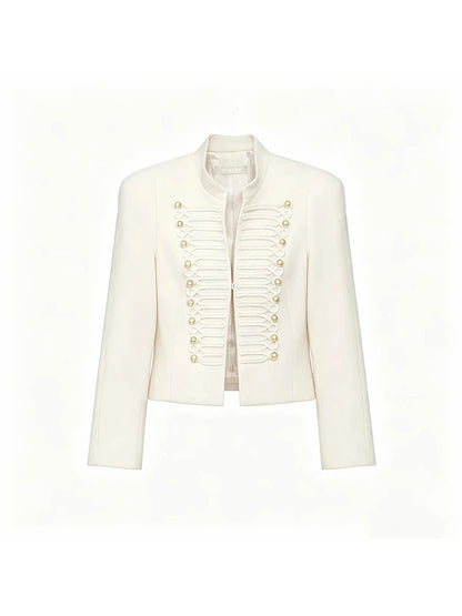 Slim Elegant Napoleon High Street Chic Shoulder Padded Jacket