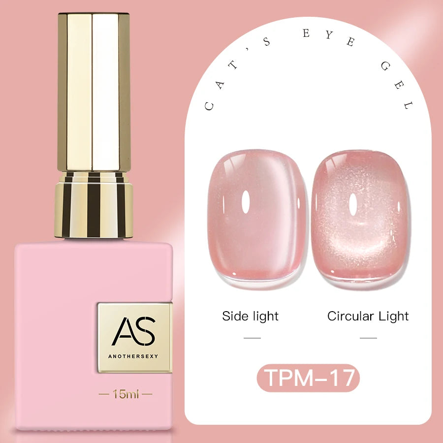 15ml Peachy Whimsy Pink Cat Eye Gel Nail Polish Glitter