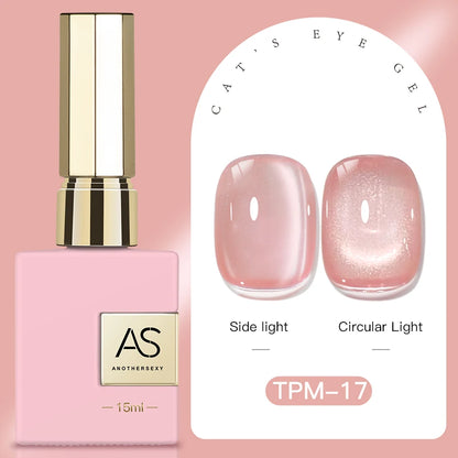 15ml Peachy Whimsy Pink Cat Eye Gel Nail Polish Glitter