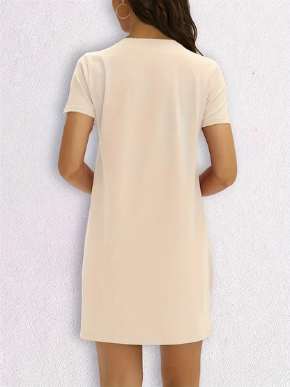 Casual Knit T-Shirt with Heart  Print Crew dress