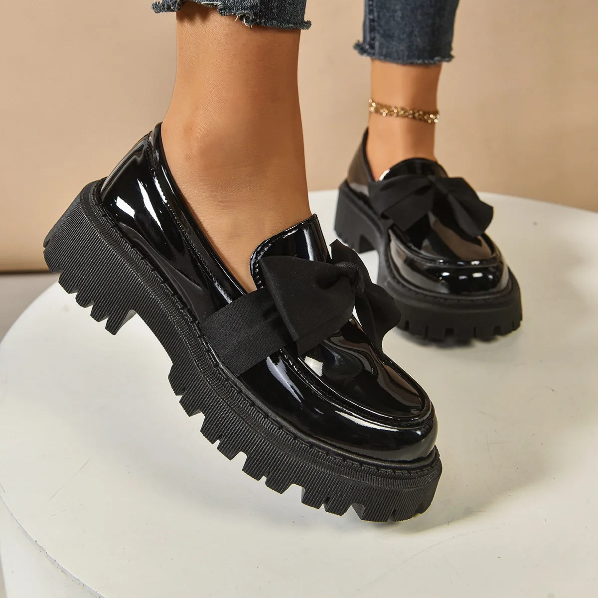 Plus Size Loafers British Style Platform Shoes