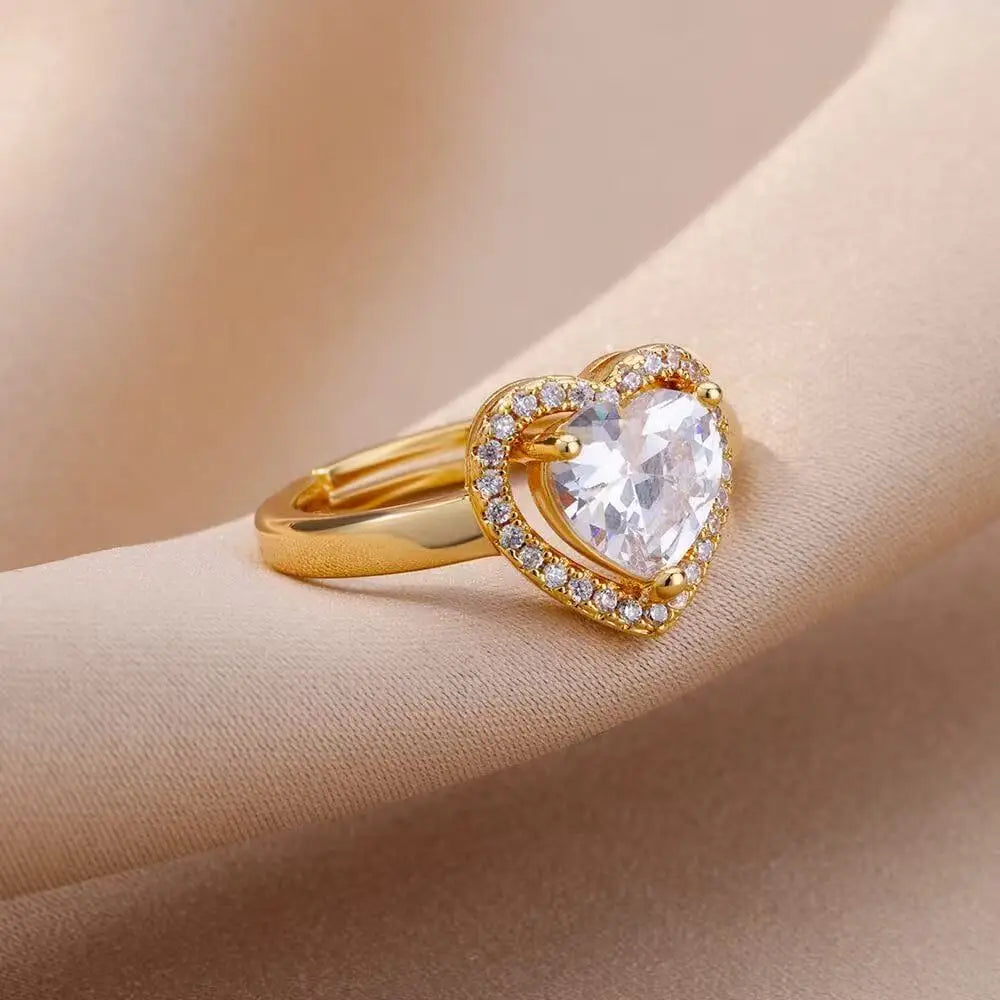 Shiny Zircon Alloy Dutan Gold Classic Ring