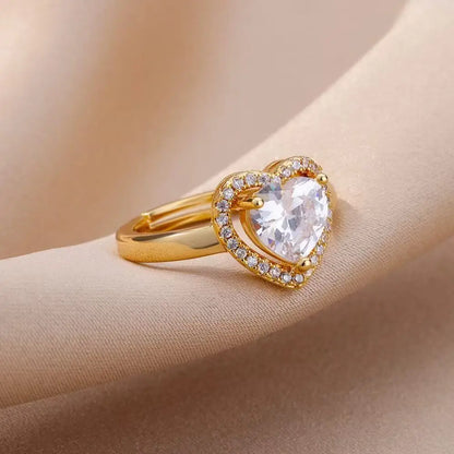 Shiny Zircon Alloy Dutan Gold Classic Ring