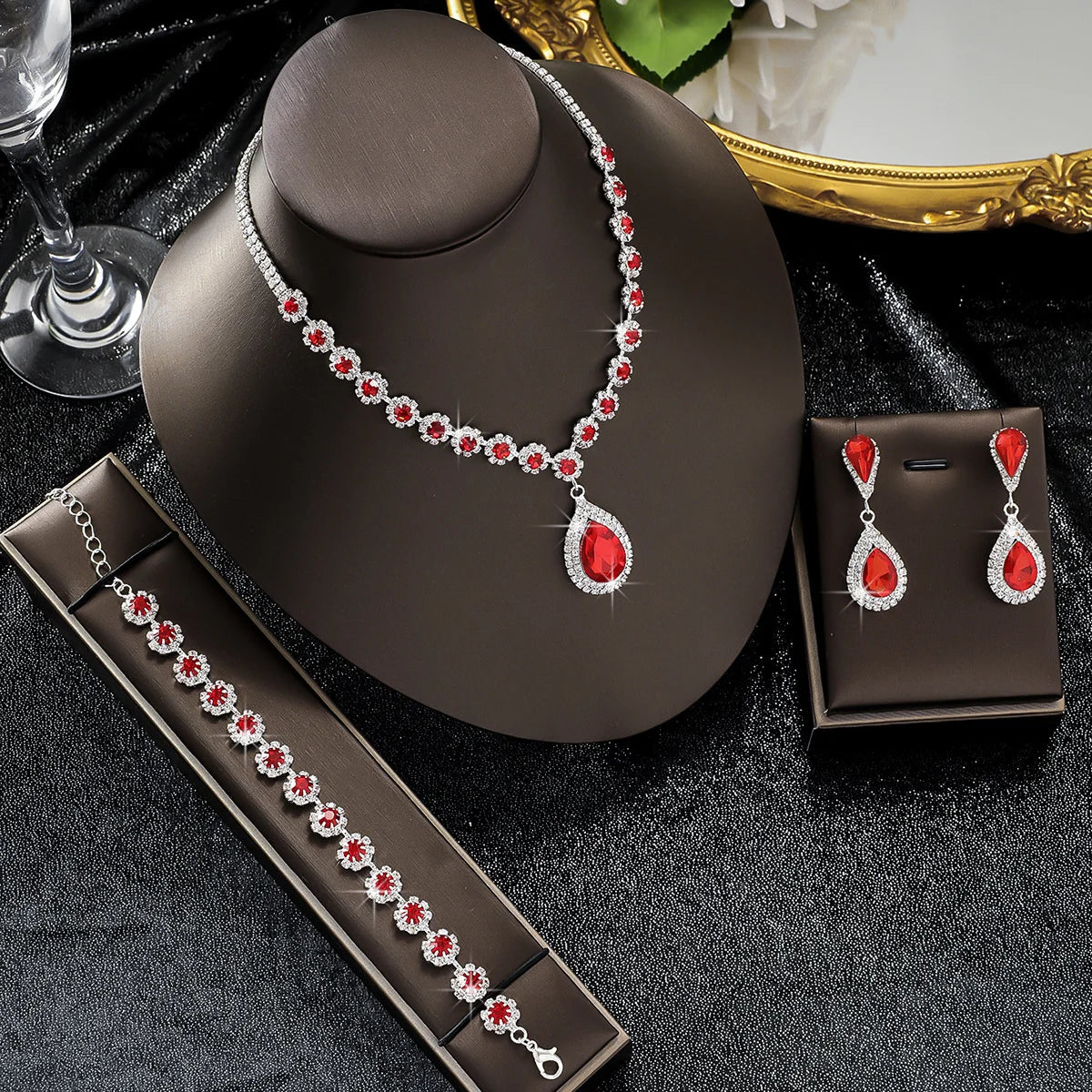 Waterdrop Flower Necklace Jewelry Set