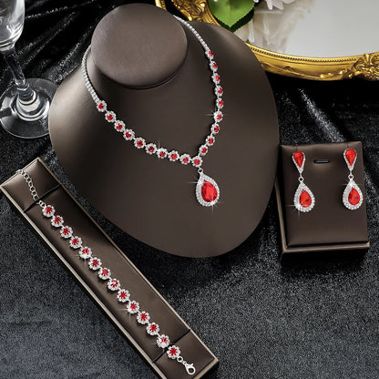 Waterdrop Flower Necklace Jewelry Set