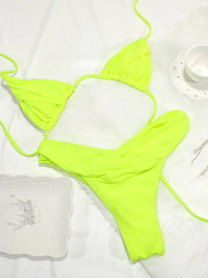 Sexy Folds Micro Swimsuit Bikinis Set